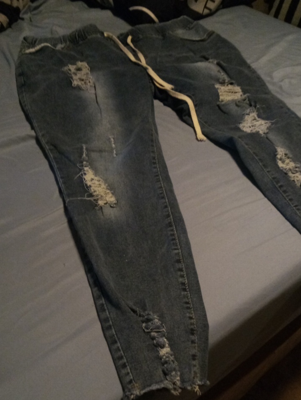 Women Distressed Blue Denim Jogger Jeans